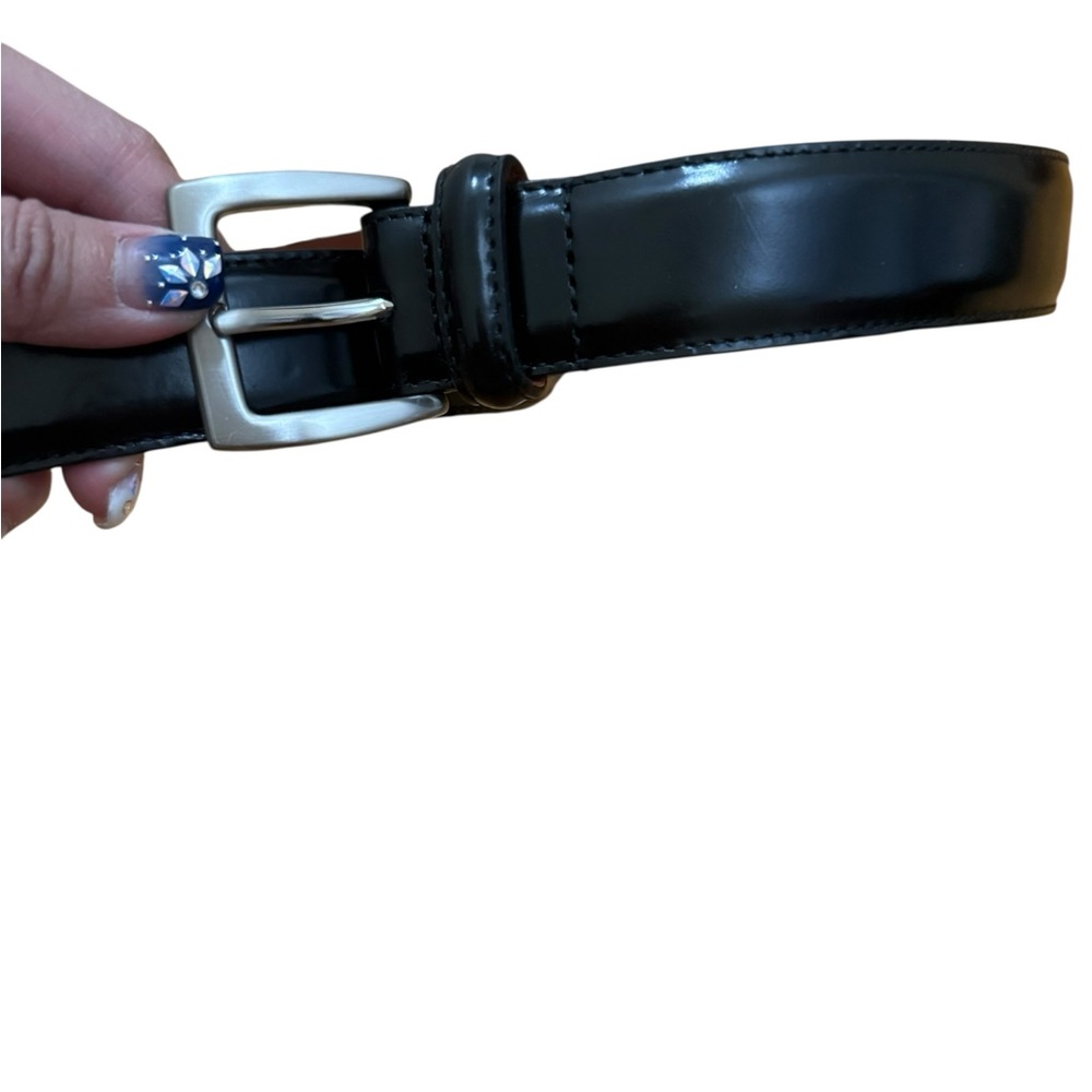 Coach Glossy Black Belt with Metallic Buckle